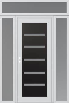 Diamond C7 68" x 96" white/white frosted Glass Panel black RHI with 2 Sidelites and Transom frosted Glass