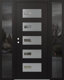 Diamond D7 60" x 80" black/black clear Glass Panel stainless steel RHI with 2 Sidelites mirrored Glass