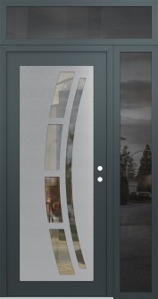 Diamond C12 52" x 96" anthracite/anthracite clear Glass Panel stainless steel LHI with Sidelite and Transom mirrored Glass