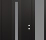 Modern Steel Front Door DIAMOND A2 52" X 96" BLACK/WHITE FROSTED GLASS PANEL BLACK LHI WITH SIDELITE AND TRANSOM FROSTED GLASS