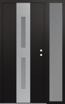 DIAMOND A6 52" X 80" BLACK/WHITE FROSTED GLASS PANEL STAINLESS STEEL LHI WITH SIDELITE FROSTED GLASS