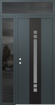 DIAMOND A4 50" X 96" ANTHRACITE/ANTHRACITE FROSTED GLASS PANEL BLACK RHI WITH SIDELITE AND TRANSOM MIRRORED GLASS