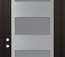 Modern Steel Front Door Diamond C2 36" x 96" black/white frosted Glass Panel stainless steel RHI with Transom frosted Glass