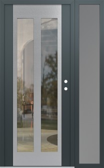 Diamond C14 52" x 80" anthracite/anthracite clear Glass Panel stainless steel LHI with Sidelite frosted Glass