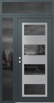 Diamond C2 52" x 96" anthracite/anthracite mirrored Glass Panel stainless steel RHI with Sidelite and Transom mirrored Glass