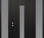 Modern Steel Front Door DIAMOND A1 68" X 96" BLACK/WHITE FROSTED GLASS PANEL BLACK RHI WITH 2 SIDELITES AND TRANSOM FROSTED GLASS
