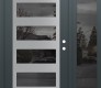 Modern Steel Front Door Diamond C9 48" x 80" anthracite/anthracite mirrored Glass Panel stainless steel LHI with Sidelite mirrored Glass