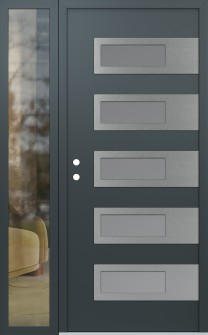 Diamond D3 52" x 80" anthracite/anthracite frosted Glass Panel stainless steel RHI with Sidelite clear Glass