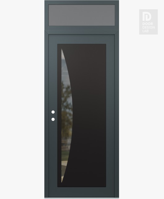 Modern Steel Front Door Diamond C13 36" x 96" anthracite/anthracite clear Glass Panel black RHI with Transom frosted Glass