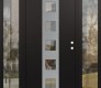 Modern Steel Front Door DIAMOND A13 68" X 80" BLACK/BLACK CLEAR GLASS PANEL STAINLESS STEEL LHI WITH 2 SIDELITES CLEAR GLASS