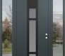 DIAMOND A9 64" X 96" ANTHRACITE/ANTHRACITE FROSTED GLASS PANEL BLACK RHI WITH 2 SIDELITES AND TRANSOM CLEAR GLASS