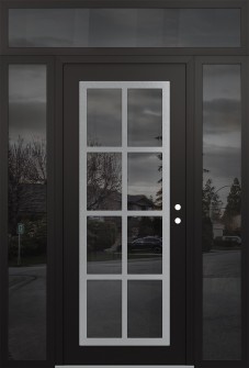 Diamond C16 68" x 96" black/black mirrored Glass Panel stainless steel LHI with 2 Sidelites and Transom mirrored Glass