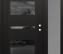 Modern Steel Front Door Diamond C10 50" x 80" black/black mirrored Glass Panel black LHI with Sidelite frosted Glass