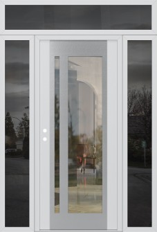 Diamond C15 64" x 96" white/white clear Glass Panel stainless steel RHI with 2 Sidelites and Transom mirrored Glass