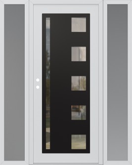 Diamond C3 68" x 80" white/white clear Glass Panel black RHI with 2 Sidelites frosted Glass