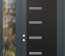 Modern Steel Front Door Diamond C8 52" x 96" anthracite/anthracite frosted Glass Panel black RHI with Sidelite and Transom clear Glass