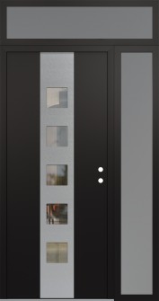 DIAMOND A13 52" X 96" BLACK/BLACK CLEAR GLASS PANEL STAINLESS STEEL LHI WITH SIDELITE AND TRANSOM FROSTED GLASS