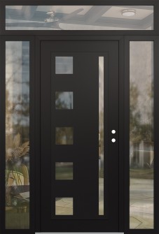 Diamond C3 60" x 96" black/black clear Glass Panel black LHI with 2 Sidelites and Transom clear Glass