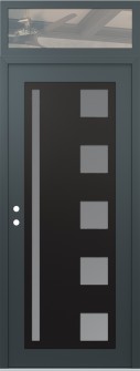 Diamond C3 36" x 96" anthracite/anthracite frosted Glass Panel black RHI with Transom clear Glass
