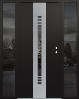 DIAMOND A5 60" X 80" BLACK/BLACK MIRRORED GLASS PANEL STAINLESS STEEL LHI WITH 2 SIDELITES MIRRORED GLASS