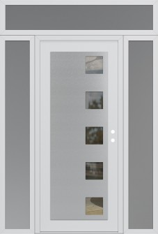 Diamond C5 60" x 96" white/white clear Glass Panel stainless steel LHI with 2 Sidelites and Transom frosted Glass