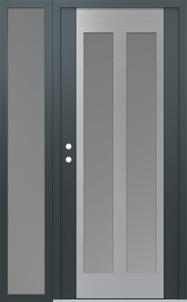 Diamond C14 52" x 80" anthracite/anthracite frosted Glass Panel stainless steel RHI with Sidelite frosted Glass