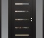 Modern Steel Front Door Diamond C7 64" x 80" black/black clear Glass Panel black LHI with 2 Sidelites frosted Glass