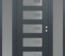 Modern Steel Front Door Diamond D7 64" x 80" anthracite/anthracite frosted Glass Panel stainless steel LHI with 2 Sidelites frosted Glass