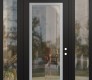 Modern Steel Front Door Diamond C1 60" x 96" black/black clear Glass Panel stainless steel LHI with 2 Sidelites and Transom clear Glass