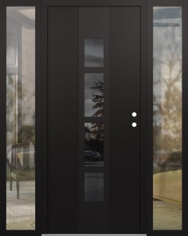 DIAMOND A10 64" X 80" BLACK/BLACK MIRRORED GLASS PANEL BLACK LHI WITH 2 SIDELITES CLEAR GLASS