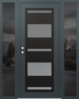 Diamond C10 68" x 80" anthracite/anthracite frosted Glass Panel black RHI with 2 Sidelites mirrored Glass