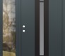 Modern Steel Front Door DIAMOND A5 52" X 80" ANTHRACITE/ANTHRACITE FROSTED GLASS PANEL BLACK RHI WITH SIDELITE CLEAR GLASS