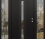 Modern Steel Front Door DIAMOND A2 60" X 80" BLACK/BLACK CLEAR GLASS PANEL BLACK LHI WITH 2 SIDELITES CLEAR GLASS