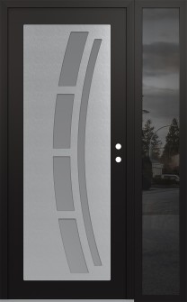 Diamond C12 48" x 80" black/white frosted Glass Panel stainless steel LHI with Sidelite mirrored Glass