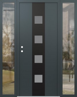 DIAMOND A12 68" X 80" ANTHRACITE/ANTHRACITE FROSTED GLASS PANEL BLACK RHI WITH 2 SIDELITES CLEAR GLASS