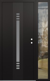 DIAMOND A5 52" X 80" BLACK/WHITE FROSTED GLASS PANEL BLACK LHI WITH SIDELITE CLEAR GLASS