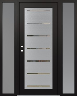 Diamond C11 60" x 80" black/black clear Glass Panel stainless steel RHI with 2 Sidelites frosted Glass