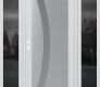 Modern Steel Front Door Diamond C4 60" x 80" white/white frosted Glass Panel stainless steel RHI with 2 Sidelites mirrored Glass