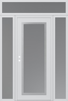 Diamond C1 68" x 96" white/white frosted Glass Panel stainless steel RHI with 2 Sidelites and Transom frosted Glass