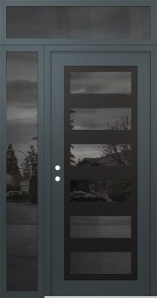 Diamond C9 50" x 96" anthracite/anthracite mirrored Glass Panel black RHI with Sidelite and Transom mirrored Glass