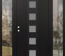 Modern Steel Front Door DIAMOND A13 64" X 80" BLACK/WHITE FROSTED GLASS PANEL BLACK RHI WITH 2 SIDELITES CLEAR GLASS