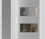 Modern Steel Front Door Diamond C2 52" x 80" white/white clear Glass Panel stainless steel RHI with Sidelite frosted Glass