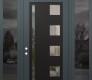 Modern Steel Front Door Diamond C3 68" x 96" anthracite/anthracite clear Glass Panel black RHI with 2 Sidelites and Transom mirrored Glass