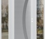 Modern Steel Front Door Diamond C4 60" x 80" white/white frosted Glass Panel stainless steel LHI with 2 Sidelites clear Glass
