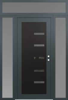 Diamond C8 68" x 96" anthracite/anthracite mirrored Glass Panel black LHI with 2 Sidelites and Transom frosted Glass