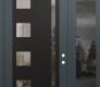 Modern Steel Front Door Diamond C3 52" x 96" anthracite/anthracite clear Glass Panel black LHI with Sidelite and Transom mirrored Glass