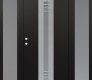 Modern Steel Front Door DIAMOND A5 64" X 80" BLACK/WHITE FROSTED GLASS PANEL STAINLESS STEEL RHI WITH 2 SIDELITES FROSTED GLASS