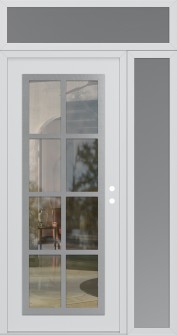 Diamond C16 52" x 96" white/white clear Glass Panel stainless steel LHI with Sidelite and Transom frosted Glass