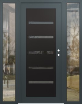 Diamond C7 64" x 80" anthracite/anthracite mirrored Glass Panel black LHI with 2 Sidelites clear Glass