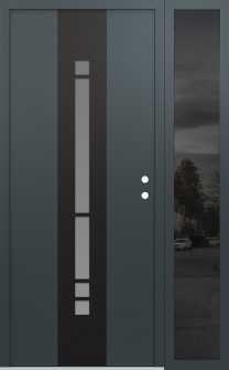 DIAMOND A3 48" X 80" ANTHRACITE/ANTHRACITE FROSTED GLASS PANEL BLACK LHI WITH SIDELITE MIRRORED GLASS